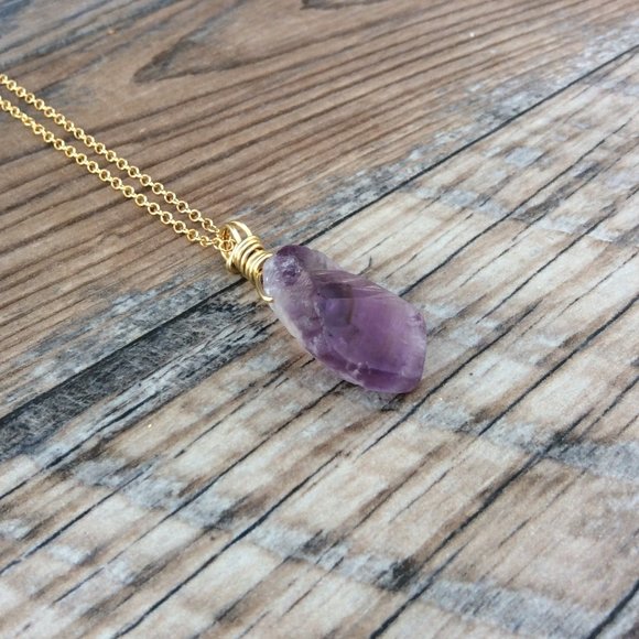 Raw Amethyst necklace, 14k gold filled, February birthstone - Picture 6 of 9